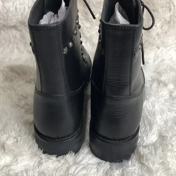 🌸NEW🌸 BARNEYS NEW YORK Black Leather Combat Boots - Picture 5 of 8